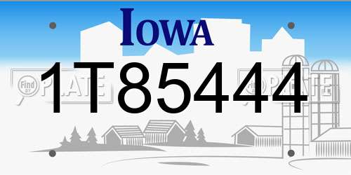 1T85444 Iowa License Plate