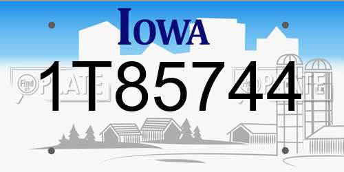 1T85744 Iowa License Plate