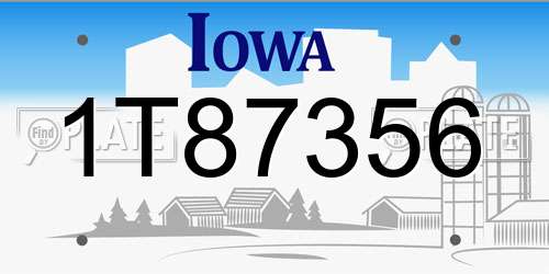 1T87356 Iowa License Plate