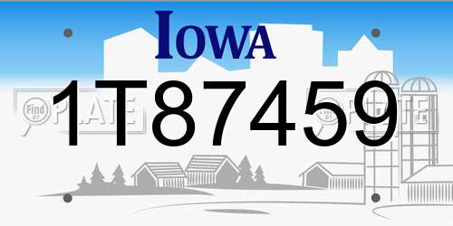1T87459 Iowa License Plate