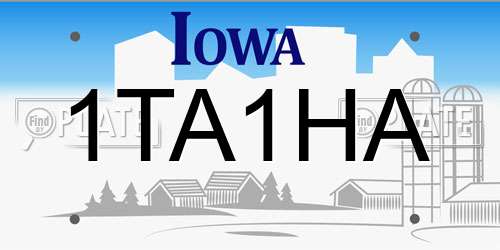 1TA1HA Iowa License Plate