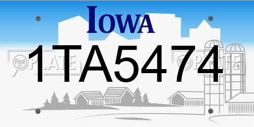 1TA5474 Iowa License Plate