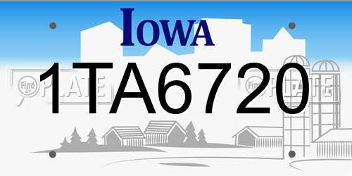 1TA6720 Iowa License Plate