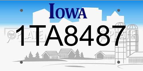 1TA8487 Iowa License Plate