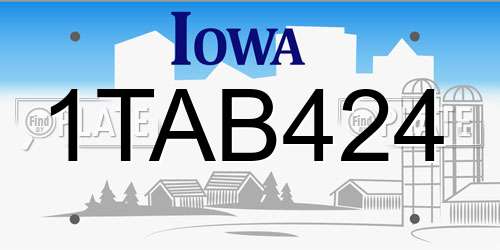 1TAB424 Iowa License Plate