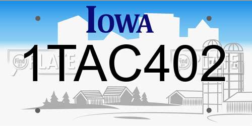 1TAC402 Iowa License Plate
