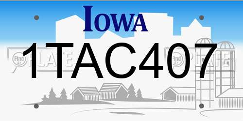 1TAC407 Iowa License Plate