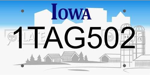 1TAG502 Iowa License Plate