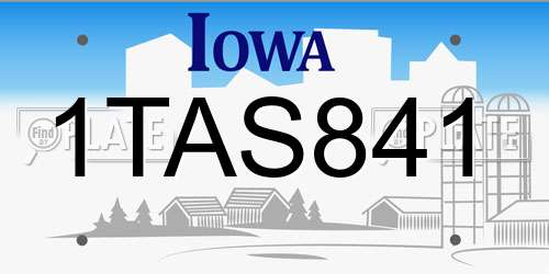 1TAS841 Iowa License Plate