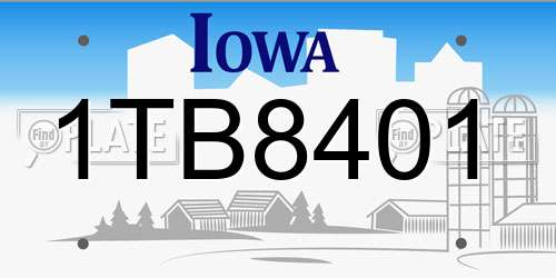 1TB8401 Iowa License Plate