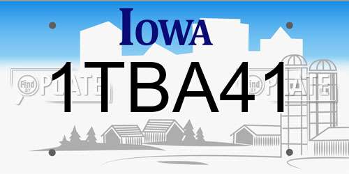 1TBA41 Iowa License Plate