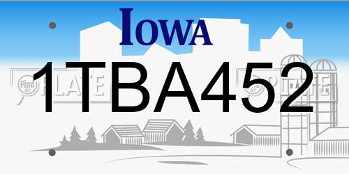 1TBA452 Iowa License Plate