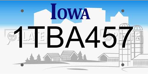 1TBA457 Iowa License Plate