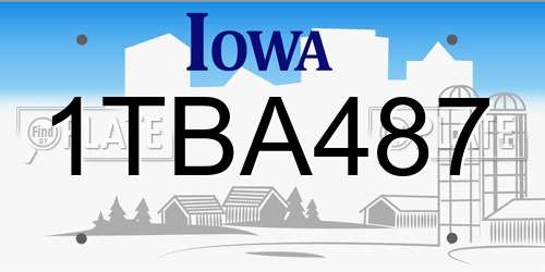 1TBA487 Iowa License Plate