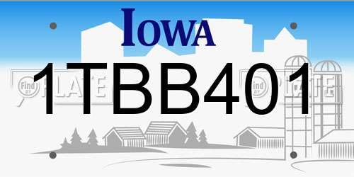 1TBB401 Iowa License Plate