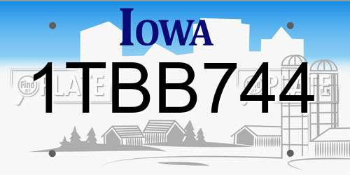 1TBB744 Iowa License Plate