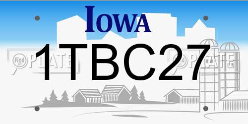 1TBC27 Iowa License Plate
