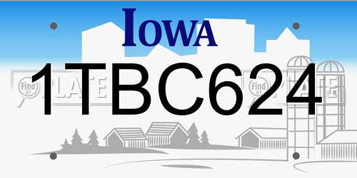 1TBC624 Iowa License Plate