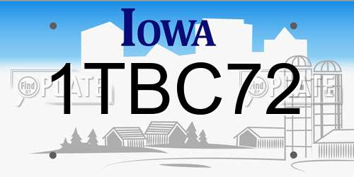 1TBC72 Iowa License Plate