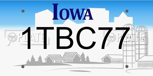 1TBC77 Iowa License Plate