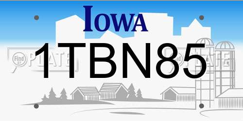 1TBN85 Iowa License Plate