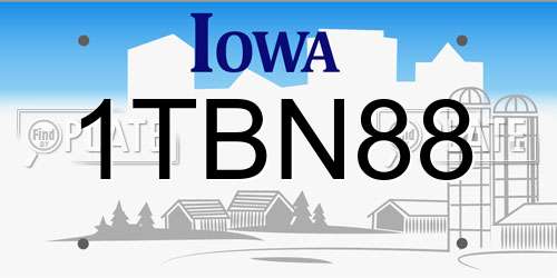 1TBN88 Iowa License Plate