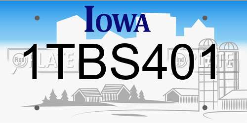 1TBS401 Iowa License Plate