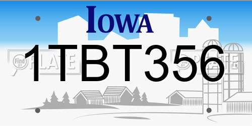 1TBT356 Iowa License Plate