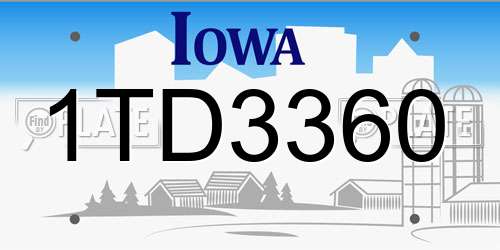 1TD3360 Iowa License Plate