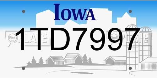 1TD7997 Iowa License Plate