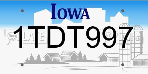 1TDT997 Iowa License Plate