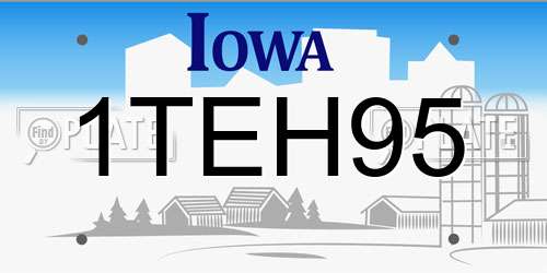 1TEH95 Iowa License Plate