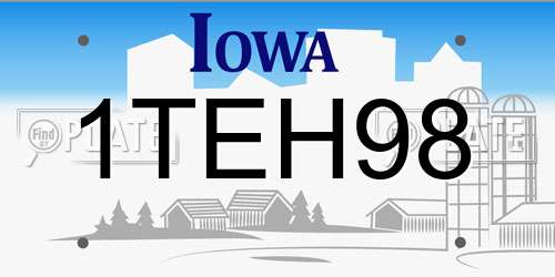 1TEH98 Iowa License Plate