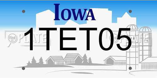 1TET05 Iowa License Plate