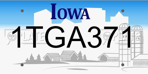 1TGA371 Iowa License Plate