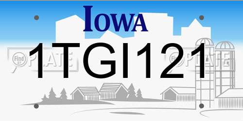 1TGI121 Iowa License Plate