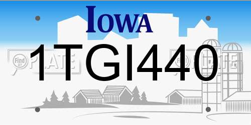 1TGI440 Iowa License Plate