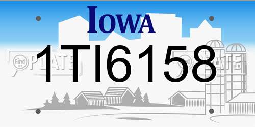 1TI6158 Iowa License Plate