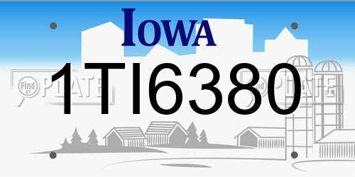 1TI6380 Iowa License Plate