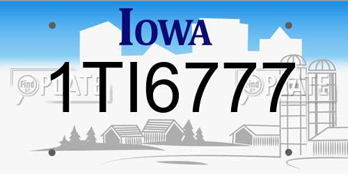 1TI6777 Iowa License Plate