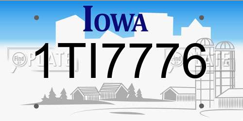 1TI7776 Iowa License Plate