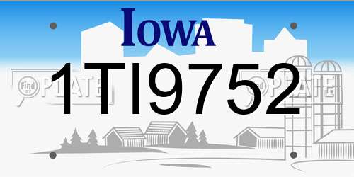 1TI9752 Iowa License Plate