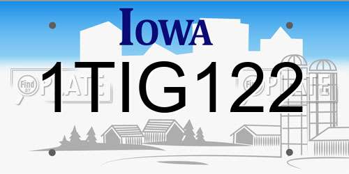 1TIG122 Iowa License Plate