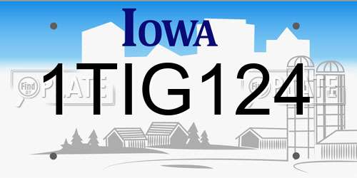 1TIG124 Iowa License Plate