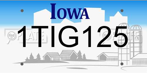 1TIG125 Iowa License Plate