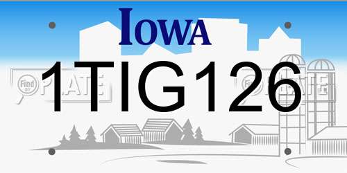 1TIG126 Iowa License Plate