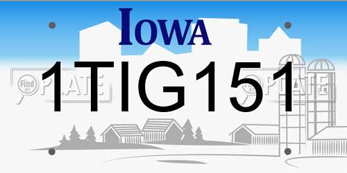 1TIG151 Iowa License Plate