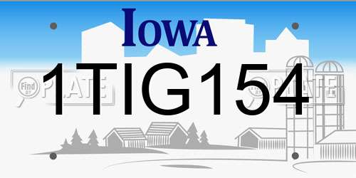 1TIG154 Iowa License Plate