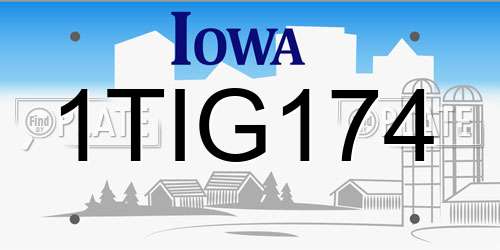 1TIG174 Iowa License Plate