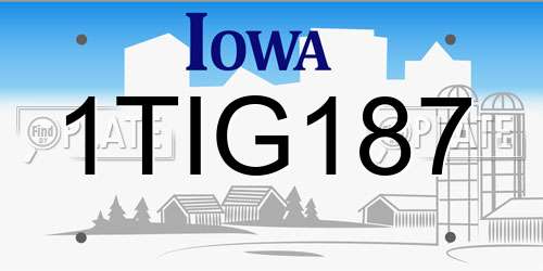 1TIG187 Iowa License Plate
